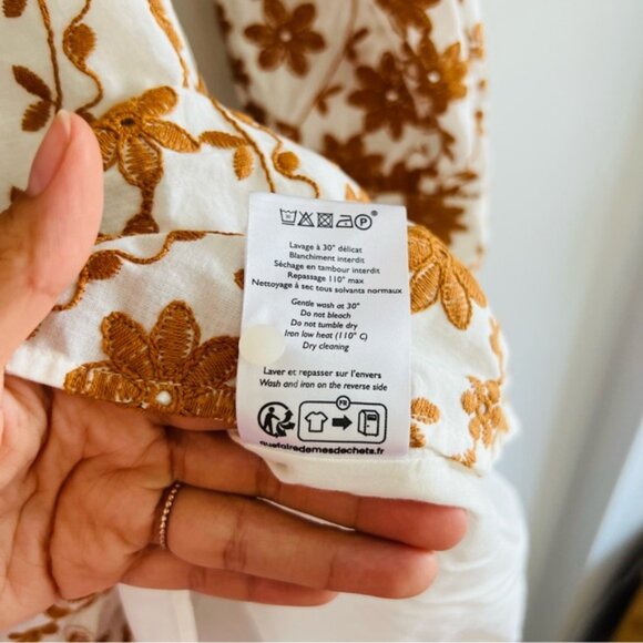 New Sezane Robe Sol Broderie Camel Size 10 - Picture 5 of 9